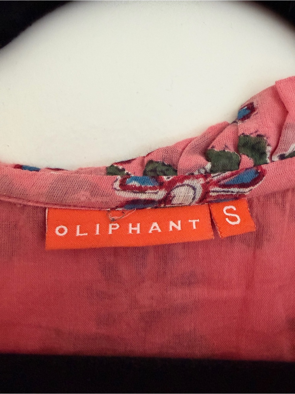 Oliphant Pink Floral Cinched-waist mini dress with short flutter sleeves. - Picture 2 of 5